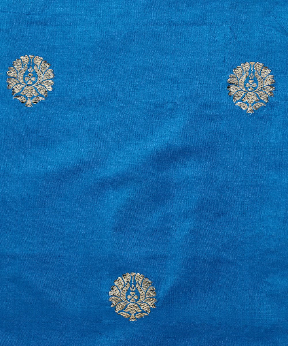 Blue_Handloom_Dupion_Silk_Banarasi_Fabric_with_Zari_Boota_WeaverStory_03