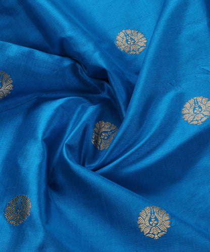 Blue_Handloom_Dupion_Silk_Banarasi_Fabric_with_Zari_Boota_WeaverStory_05