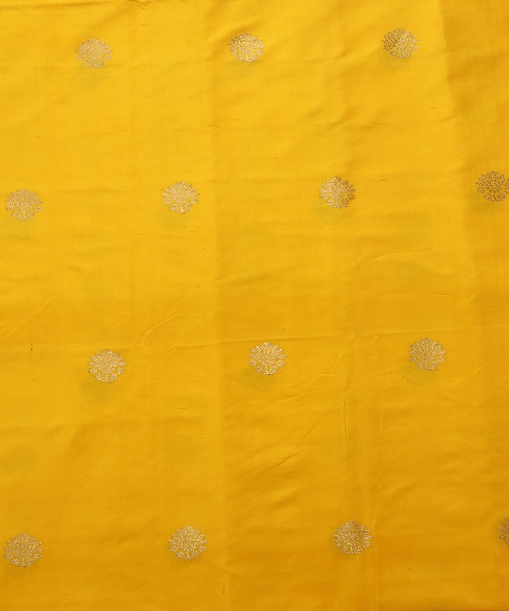 Yellow_Dupion_Silk_Handloom_Banarasi_Fabric_with_Zari_Boota_Design_WeaverStory_02