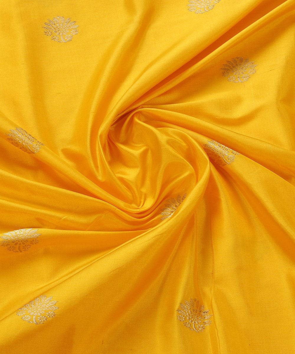 Yellow_Dupion_Silk_Handloom_Banarasi_Fabric_with_Zari_Boota_Design_WeaverStory_05