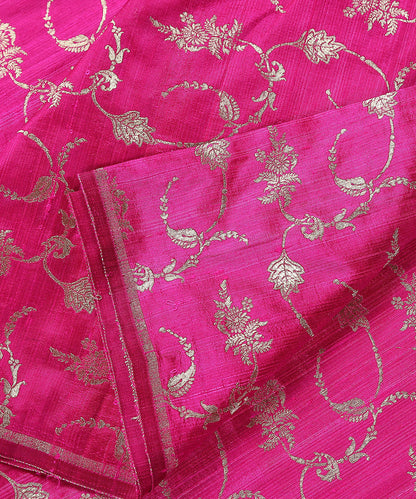 Rani_Pink_Handloom_Tussar_Silk_Banarasi_Fabric_With_Zari_Jaal_WeaverStory_04