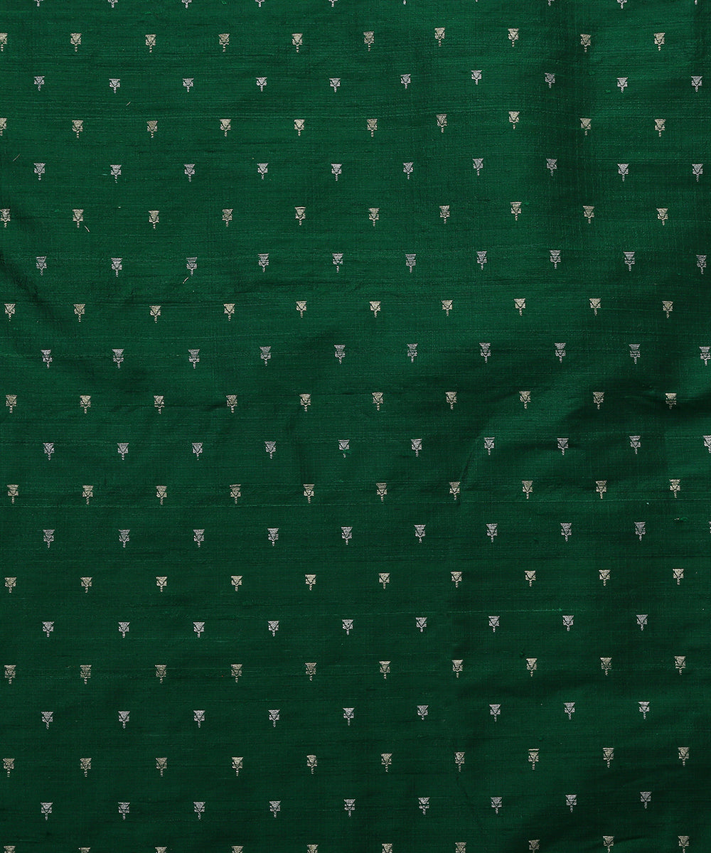 Green_Handloom_Tussar_Silk_Banarasi_Fabric_With_Cutwork_Zari_Booti_WeaverStory_02