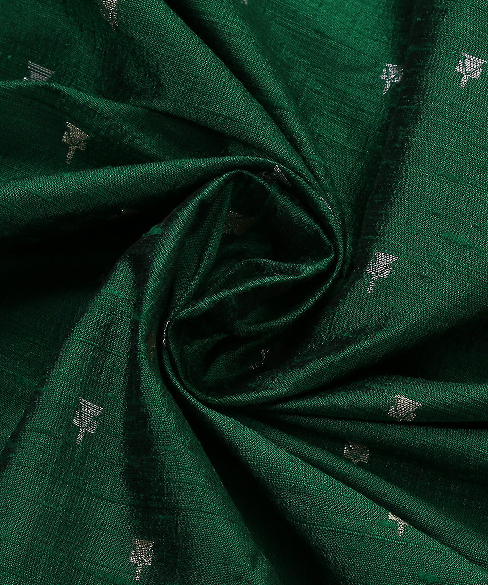 Green_Handloom_Tussar_Silk_Banarasi_Fabric_With_Cutwork_Zari_Booti_WeaverStory_05