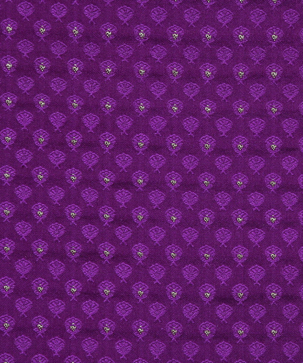 Purple_Handloom_Tanchoi_Banarasi_Fabric_With_Zari_Booti_WeaverStory_03