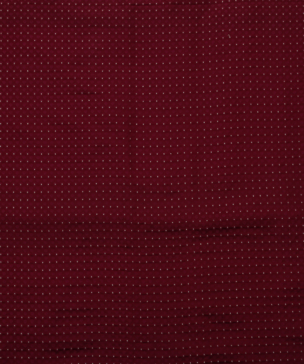 Wine_Handloom_Tanchoi_Banarasi_Fabric_With_Zari_Booti_WeaverStory_02