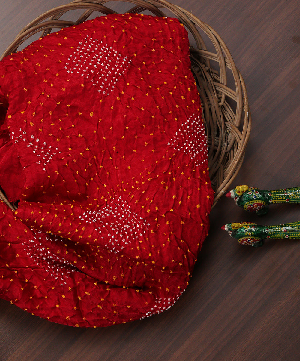 Red_Handloom_Gajji_Silk_Banarasi_Bandhej_Fabric_WeaverStory_01