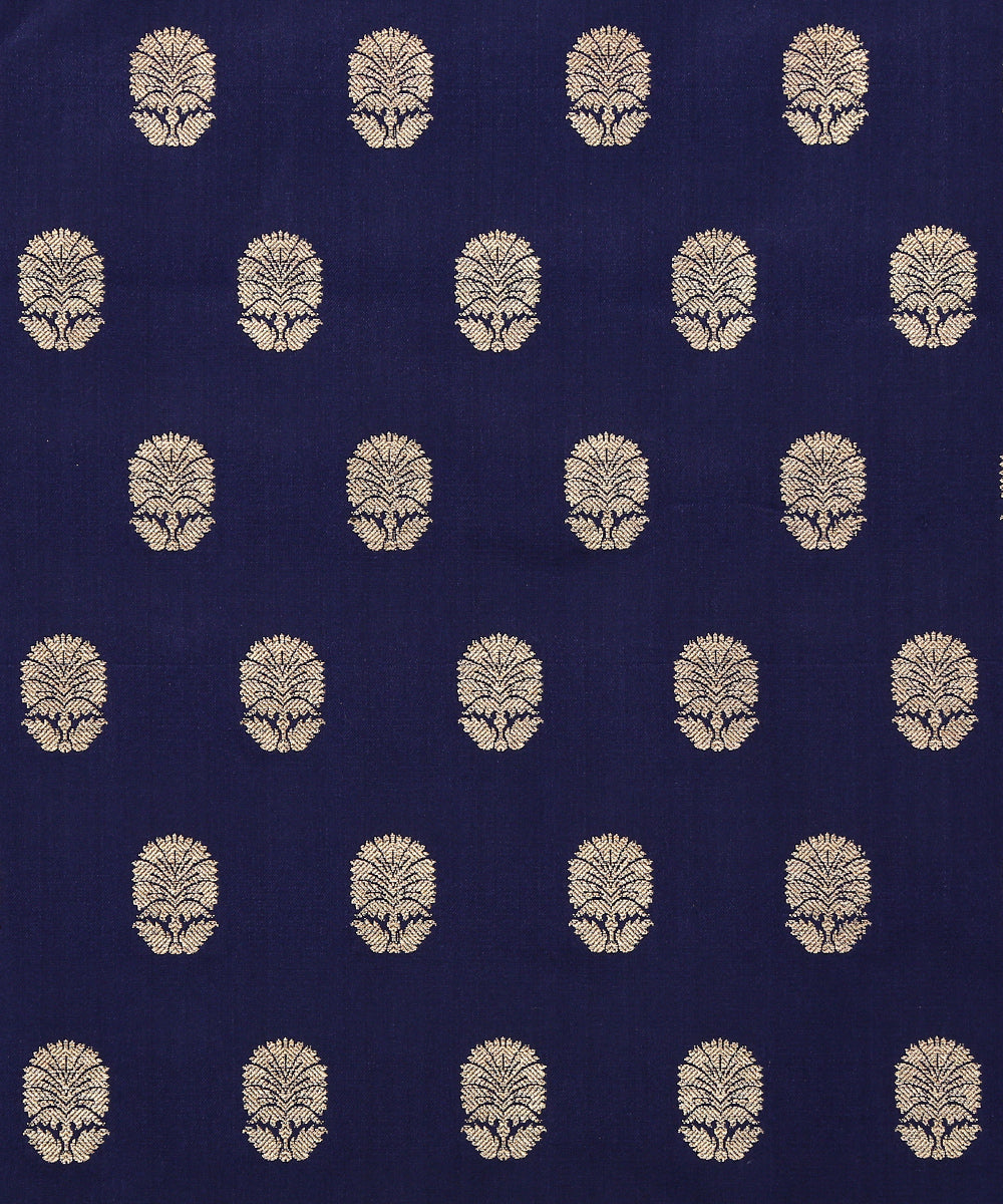 Handloom_Navy_Blue_Satin_Silk_Banarasi_Fabric_with_Booti_Design_WeaverStory_03