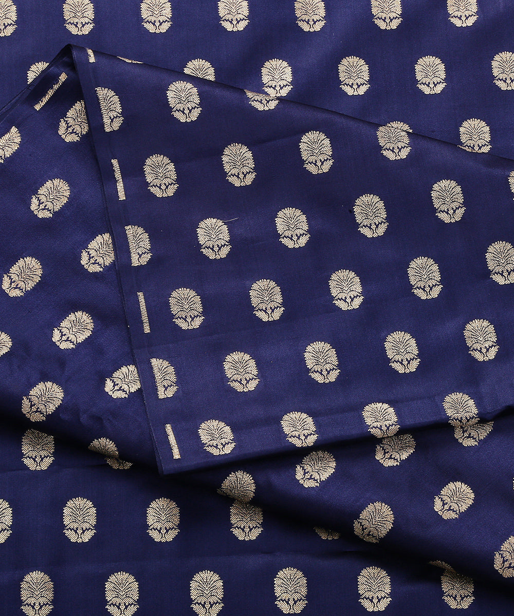 Handloom_Navy_Blue_Satin_Silk_Banarasi_Fabric_with_Booti_Design_WeaverStory_04