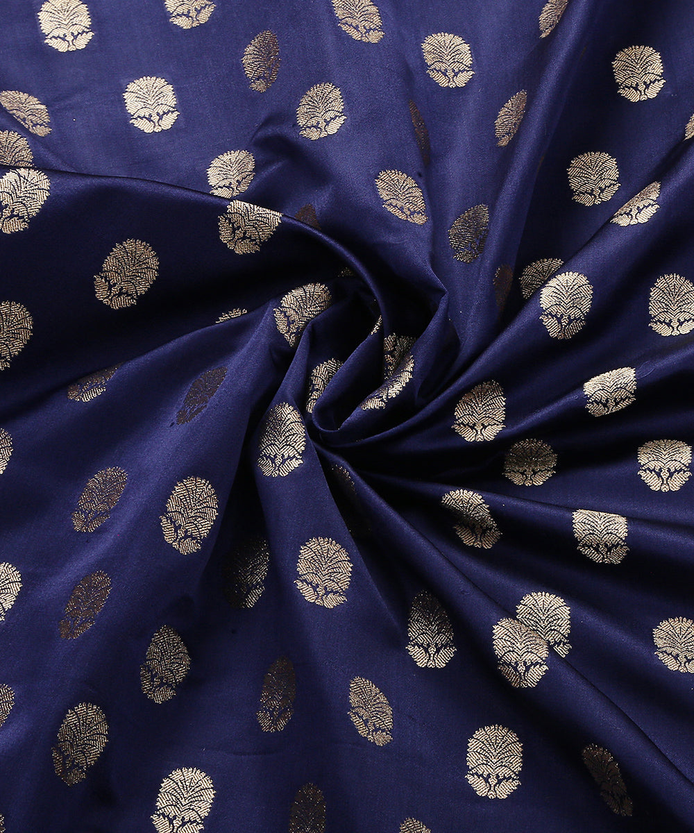 Handloom_Navy_Blue_Satin_Silk_Banarasi_Fabric_with_Booti_Design_WeaverStory_05