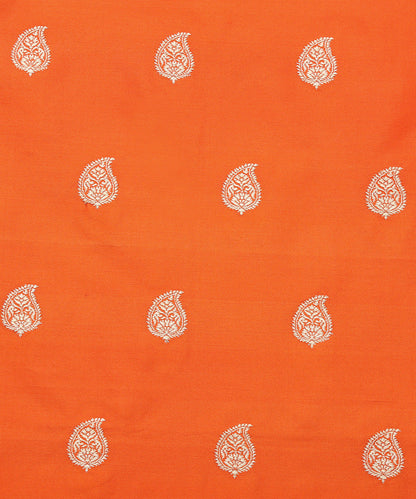 Handloom_Orange_Pure_Katan_Silk_Banarasi_Fabric_with_Paisley_Booti_WeaverStory_03