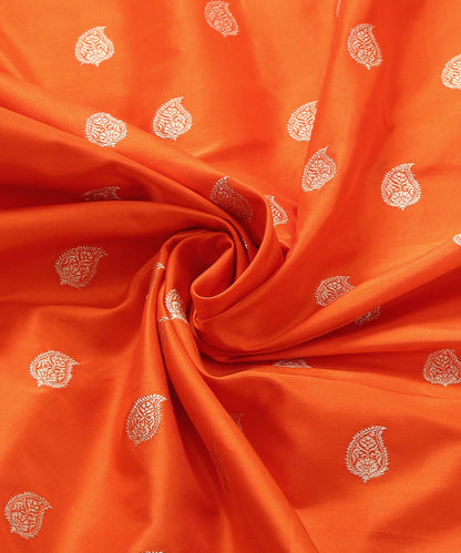 Handloom_Orange_Pure_Katan_Silk_Banarasi_Fabric_with_Paisley_Booti_WeaverStory_05