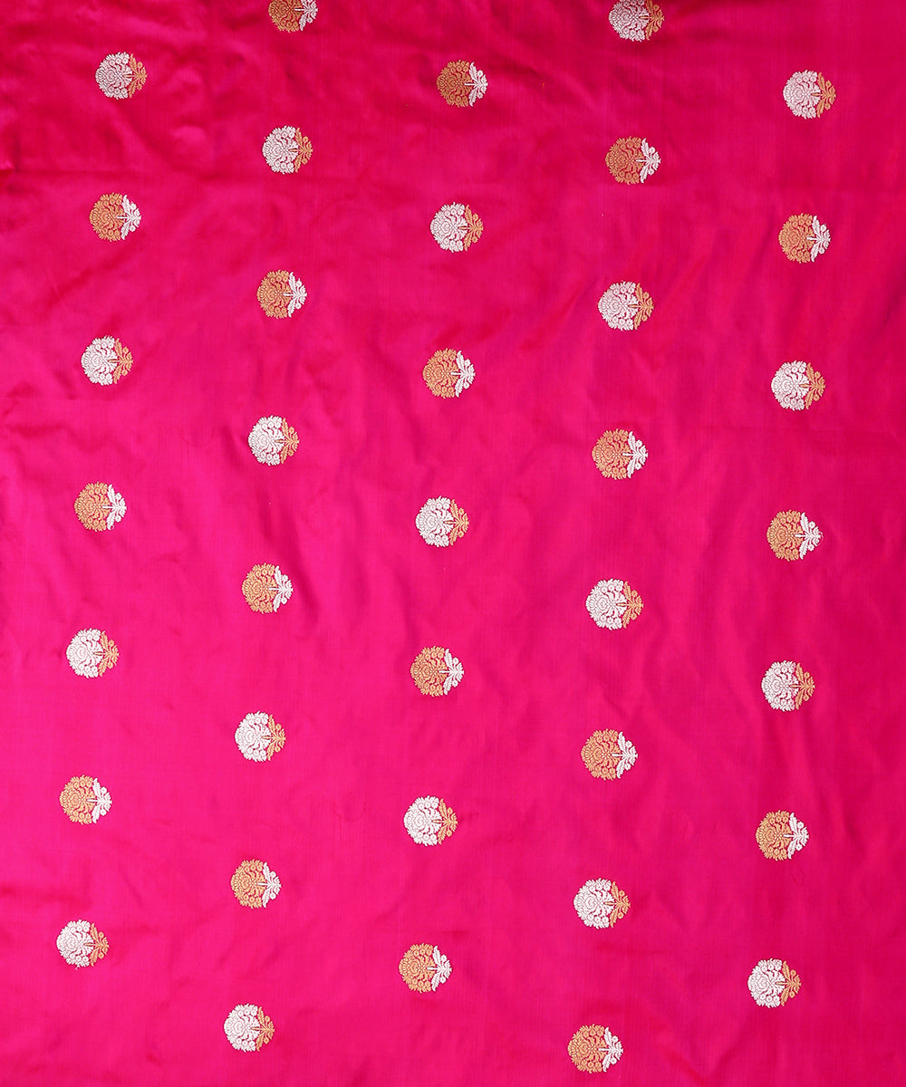 Handloom_Pink_Pure_Katan_Silk_Banarasi_Fabric_with_Kadhwa_Booti_WeaverStory_02