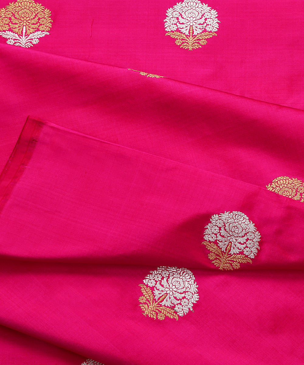 Handloom_Pink_Pure_Katan_Silk_Banarasi_Fabric_with_Kadhwa_Booti_WeaverStory_04