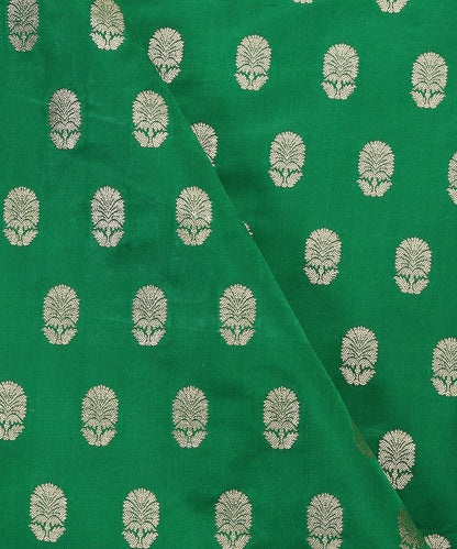 Handloom_Green_Pure_Satin_Banarasi_Fabric_with_Cutwork_Booti_WeaverStory_04