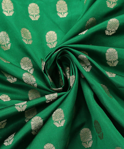 Handloom_Green_Pure_Satin_Banarasi_Fabric_with_Cutwork_Booti_WeaverStory_05