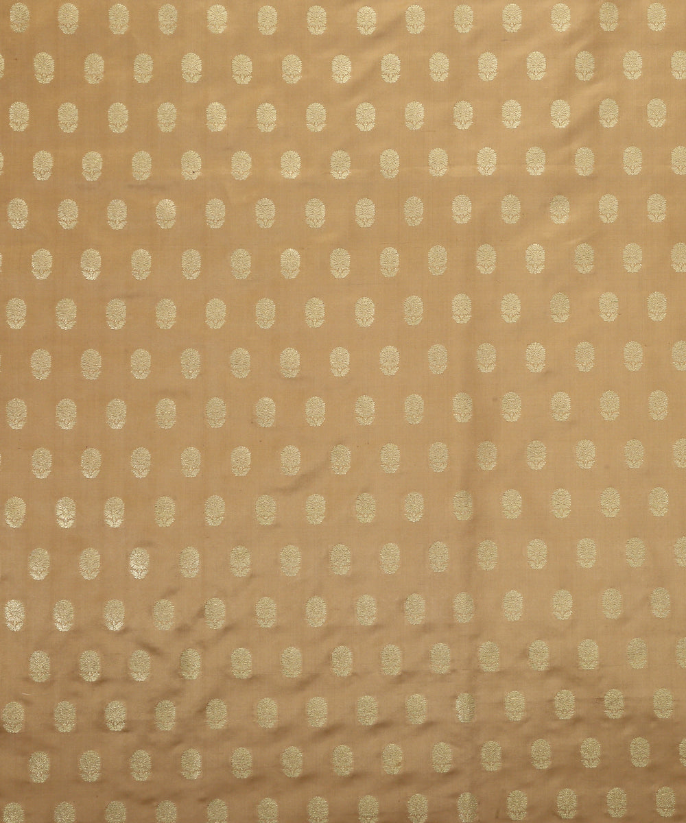 Beige_Handloom_Pure_Satin_Banarasi_Fabric_with_Cutwork_Zari_Booti_WeaverStory_02