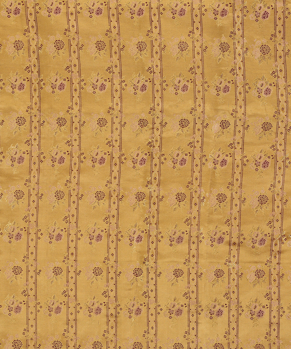 Handloom_Mustard_Jamawar_Pure_Satin_Banarasi_Fabric_With_Meenakari_WeaverStory_02