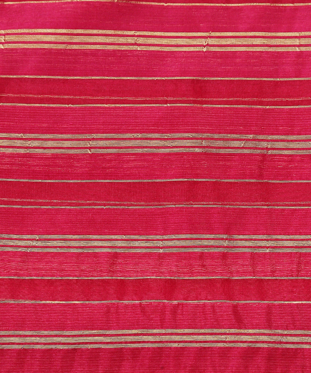 Pink_Handloom_Kora_Kora_Silk_Striped_Banarasi_Fabric_WeaverStory_03