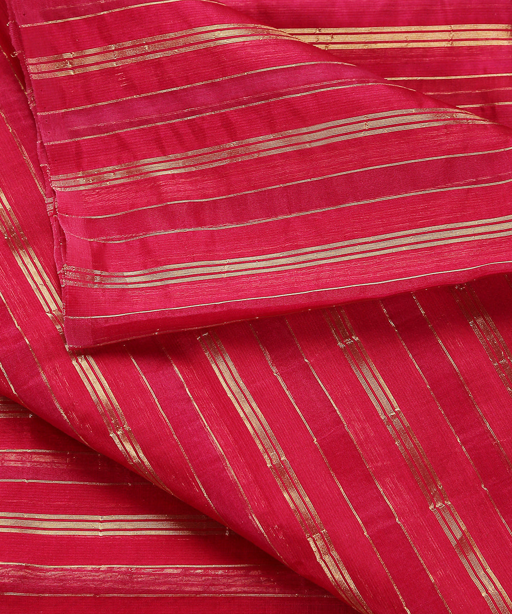 Pink_Handloom_Kora_Kora_Silk_Striped_Banarasi_Fabric_WeaverStory_04