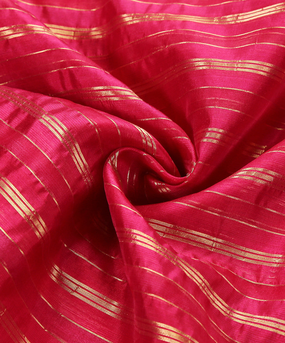 Pink_Handloom_Kora_Kora_Silk_Striped_Banarasi_Fabric_WeaverStory_05
