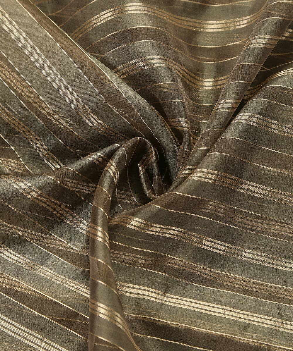 Handloom_Olive_Kora_Silk_Striped_Striped_Banarasi_Fabric_WeaverStory_05