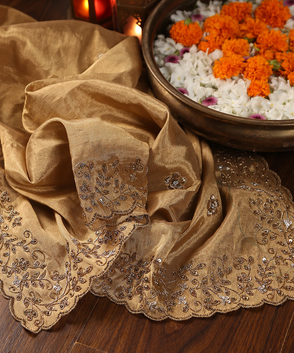 Handloom_Gold_Pure_Tissue_Silk_Dupatta_With_Hand_Embroidered_WeaverStory_01