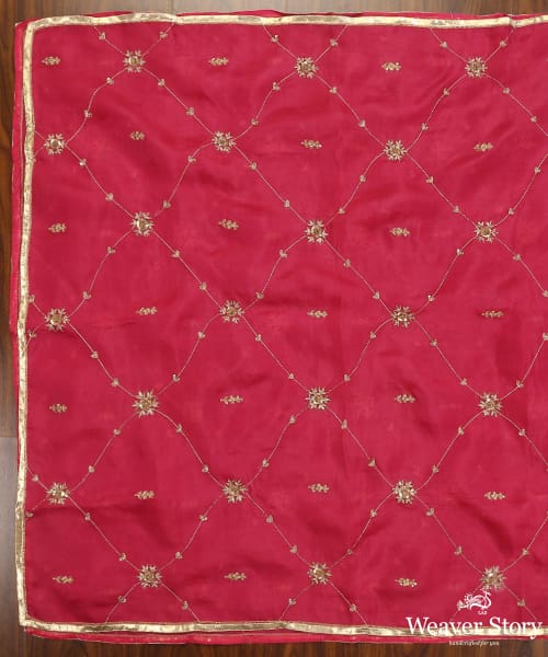 Rani_Pink_Handloom_Pure_Organza_Dupatta_With_Zardozi_Work_WeaverStory_02