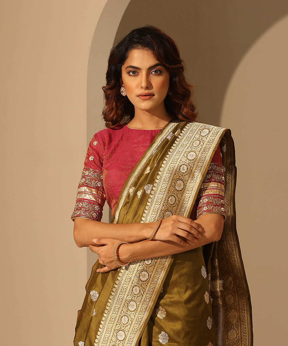 Rani_Pink_Cotton_Tissue_Blouse_With_Zardozi_Work_WeaverStory_01