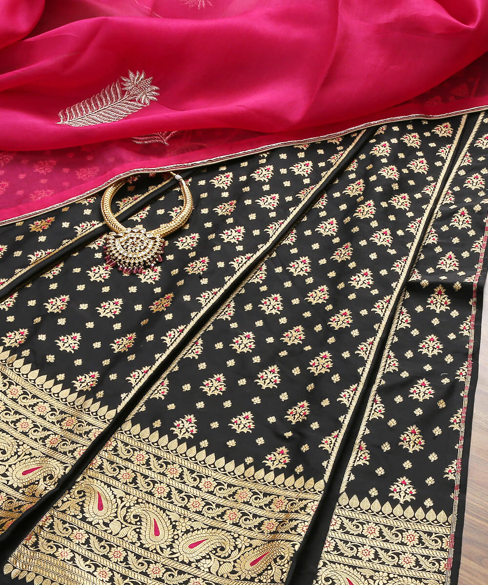 Handloom_Pure_Katan_Silk_Black_Banarasi_Lehenga_with_Meenakari_WeaverStory_01