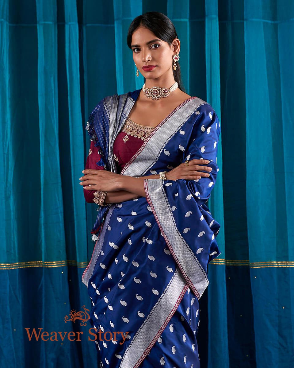 Handloom_Blue_Pure_Katan_Silk_Banarasi_Saree_with_Kadhwa_Booti_WeaverStory_01