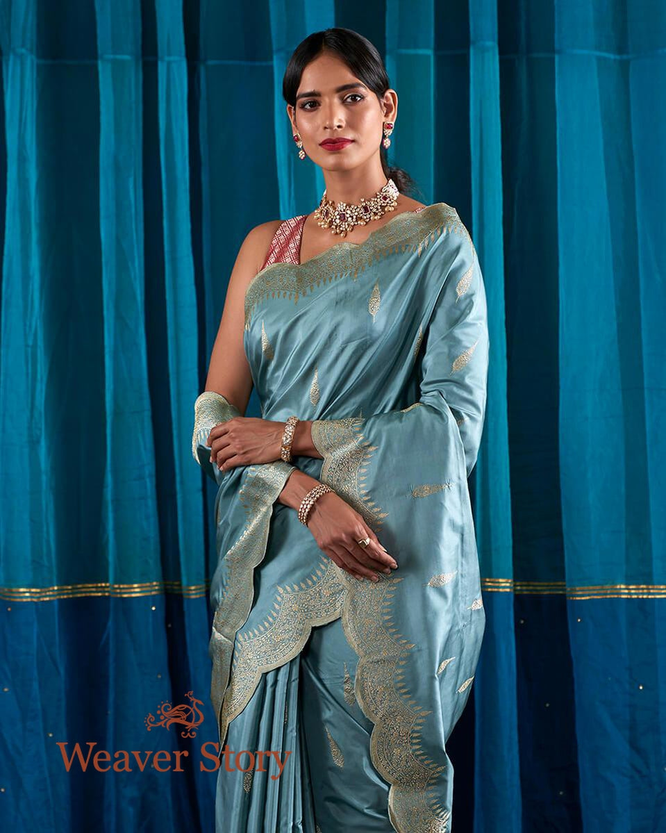 Handloom_Duck_Egg_Blue_Banarasi_Silk_Saree_with_Scalloped_Borders_WeaverStory_01