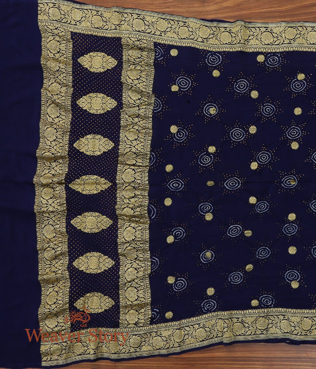 Handloom_Dark_Blue_Banarasi_Bandhej_Dupatta_WeaverStory_02