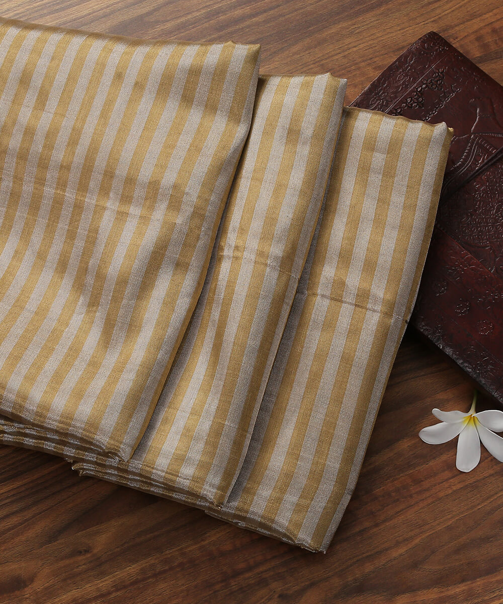 Handloom_Chanderi_Silk_Tissue_Fabric_with_Gold_and_Silver_Stripes_WeaverStory_01