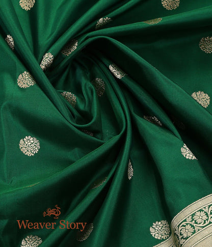 Handloom_Banarasi_Silk_Dupatta_in_Emerald_Green_with_Kadhwa_Booti_WeaverStory_05