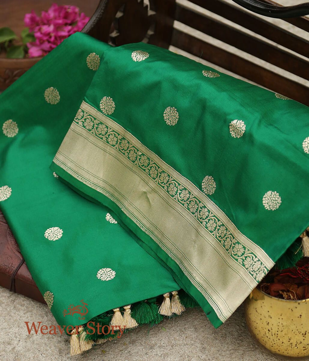 Handloom_Green_Asharfi_Booti_Dupatta_Woven_in_Pure_Katan_Silk_WeaverStory_01