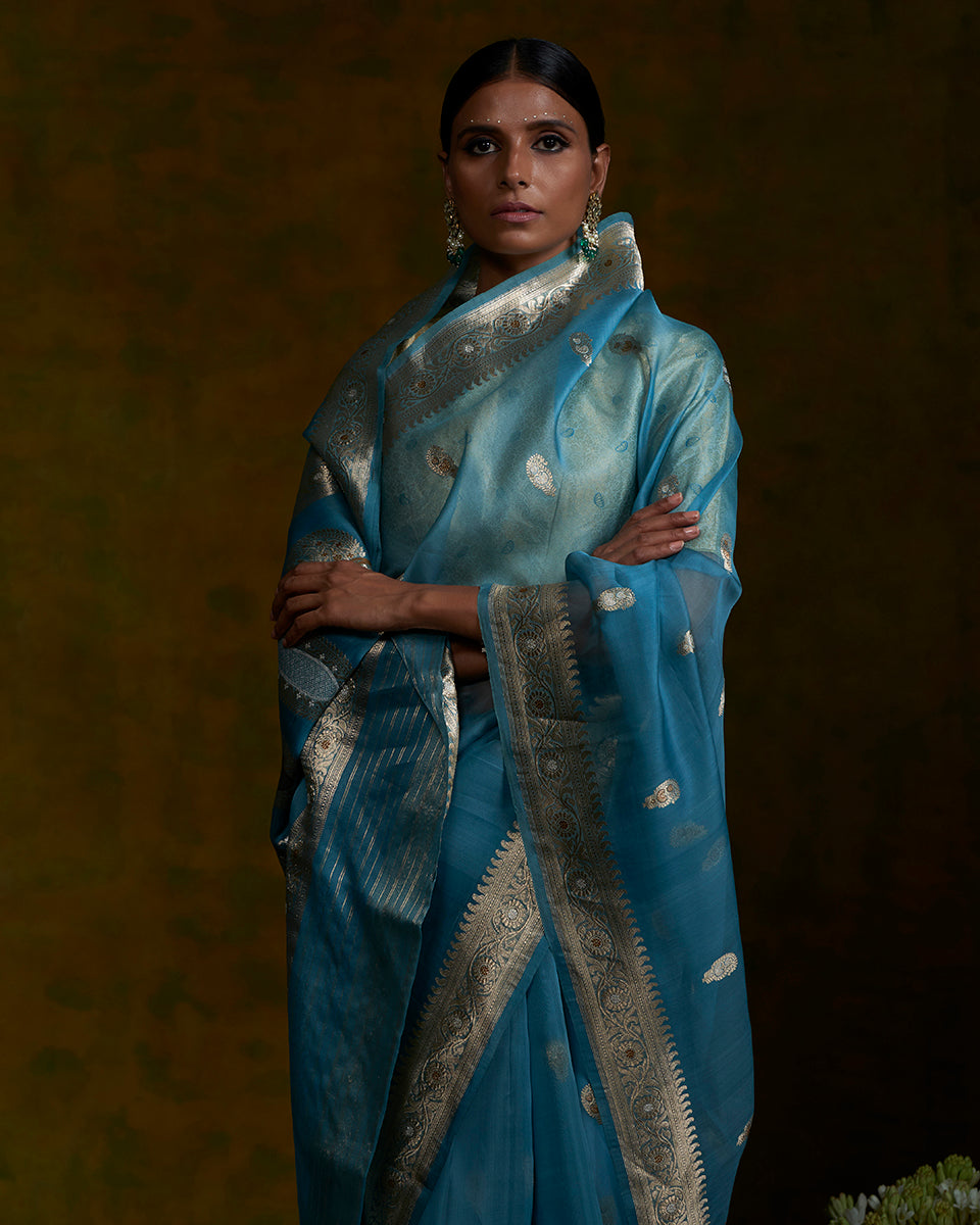 Handloom_Pigeon_Blue_Antique_Kora_Banarasi_Saree_with_Paisley_Design_WeaverStory_01