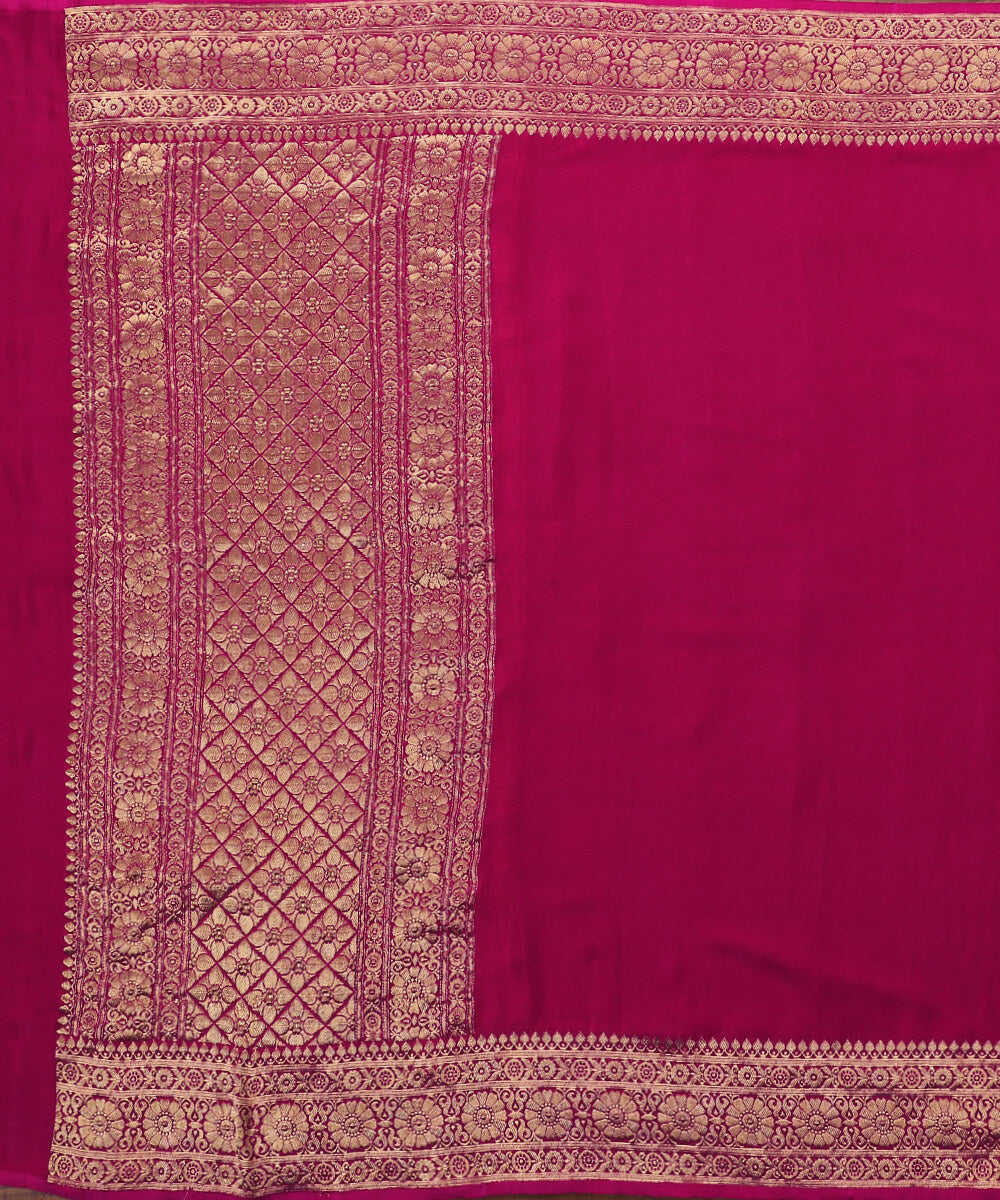 Handloom_Pink_Banarasi_Georgette_Dupatta_With_Kadhwa_Border_WeaverStory_02