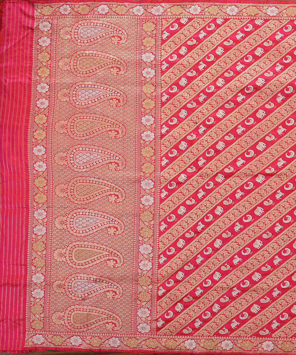 Handloom_Pink_Banarasi_Katan_Silk_Shikargah_Dupatta_WeaverStory_02