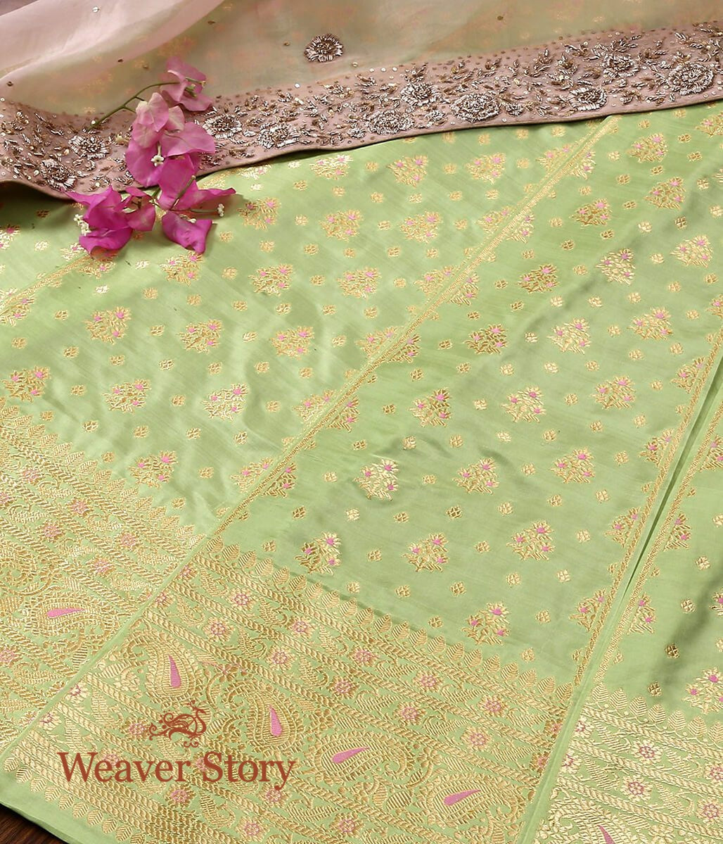 Handloom_Pista_Green_Pure_Katan_Silk_Banarasi_Lehenga_with_Meenakari_WeaverStory_01