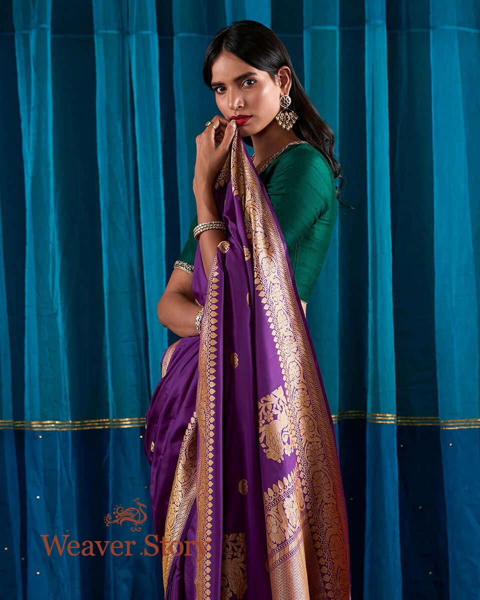 Elegant_and_Royal_Purple_Banarasi_Handloom_Saree_with_Kadhwa_Booti_WeaverStory_01