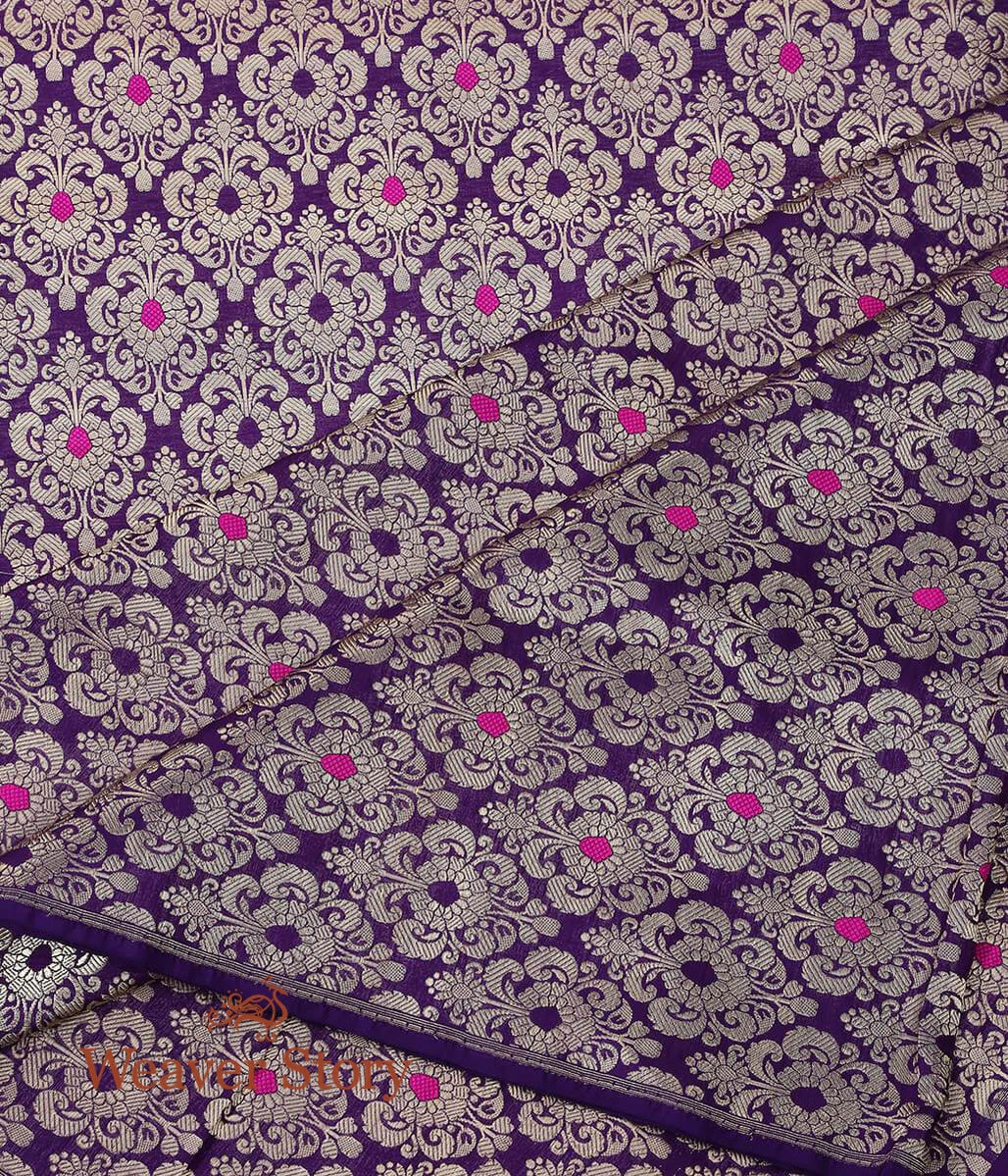 Handloom_Purple_Kimkhab_Brocade_Fabric_with_Pink_Meenakari_WeaverStory_02