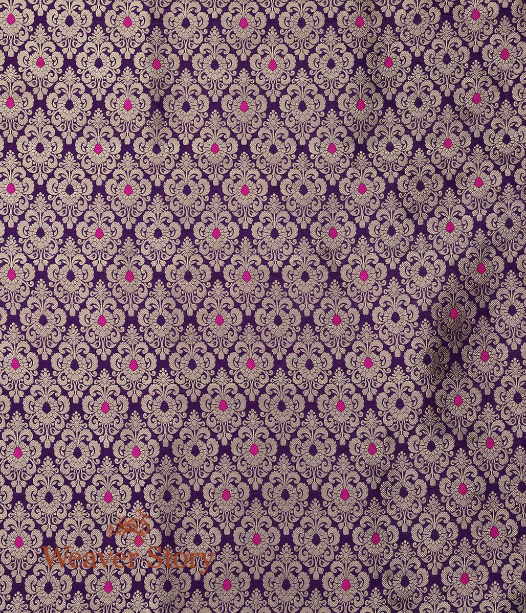Handloom_Purple_Kimkhab_Brocade_Fabric_with_Pink_Meenakari_WeaverStory_04