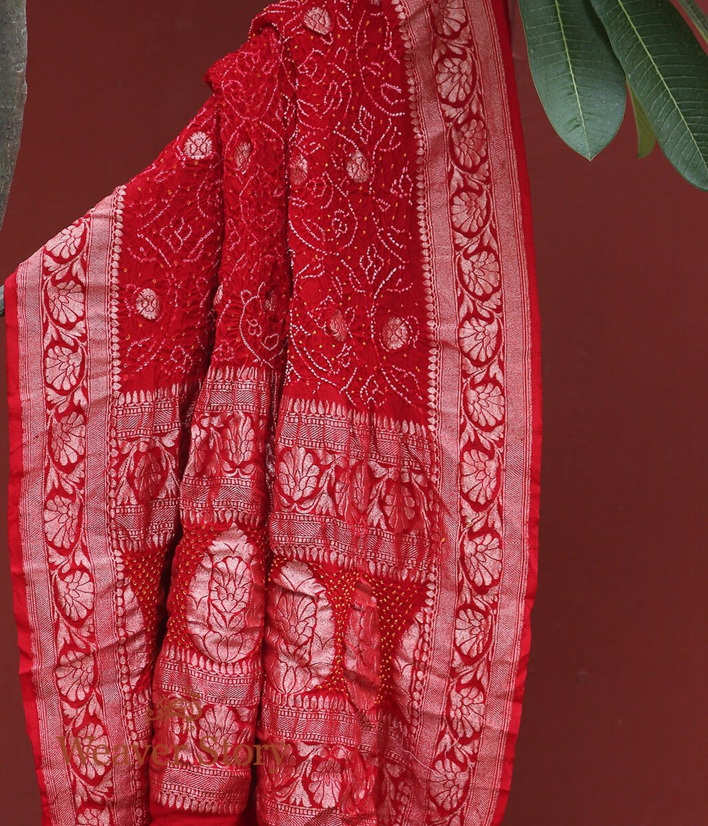Red_Banarasi_Handloom_Bandhej_Dupatta_WeaverStory_01