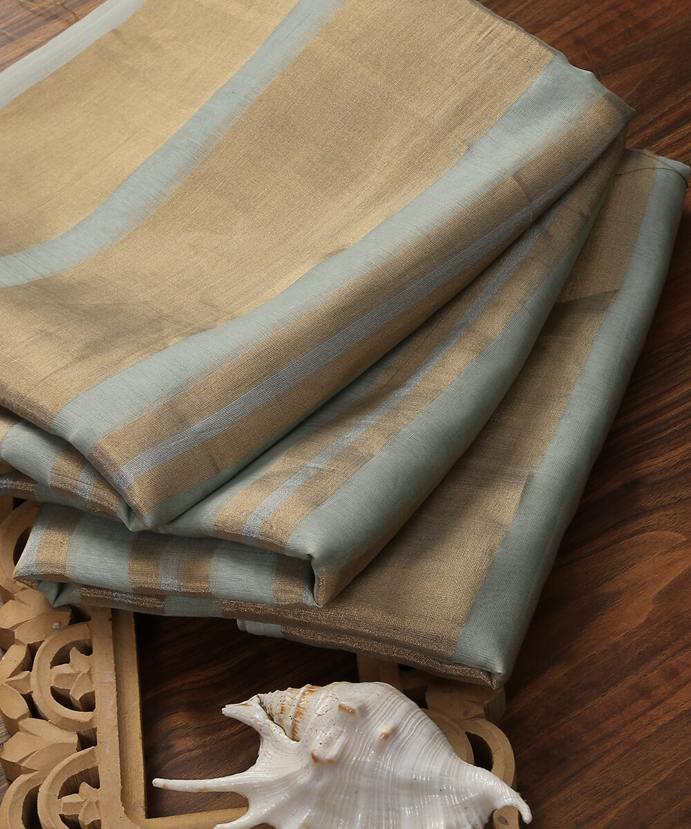 Handloom_Blue_Chanderi_Silk_Cotton_Fabric_with_Tissue_Stripes_WeaverStory_01