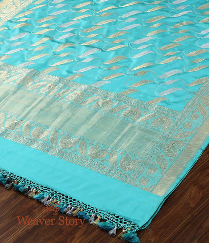 Handloom_Turquoise_Banarasi_Silk_Dupatta_with_Gold_and_Silver_Zari_Jaal_WeaverStory_03