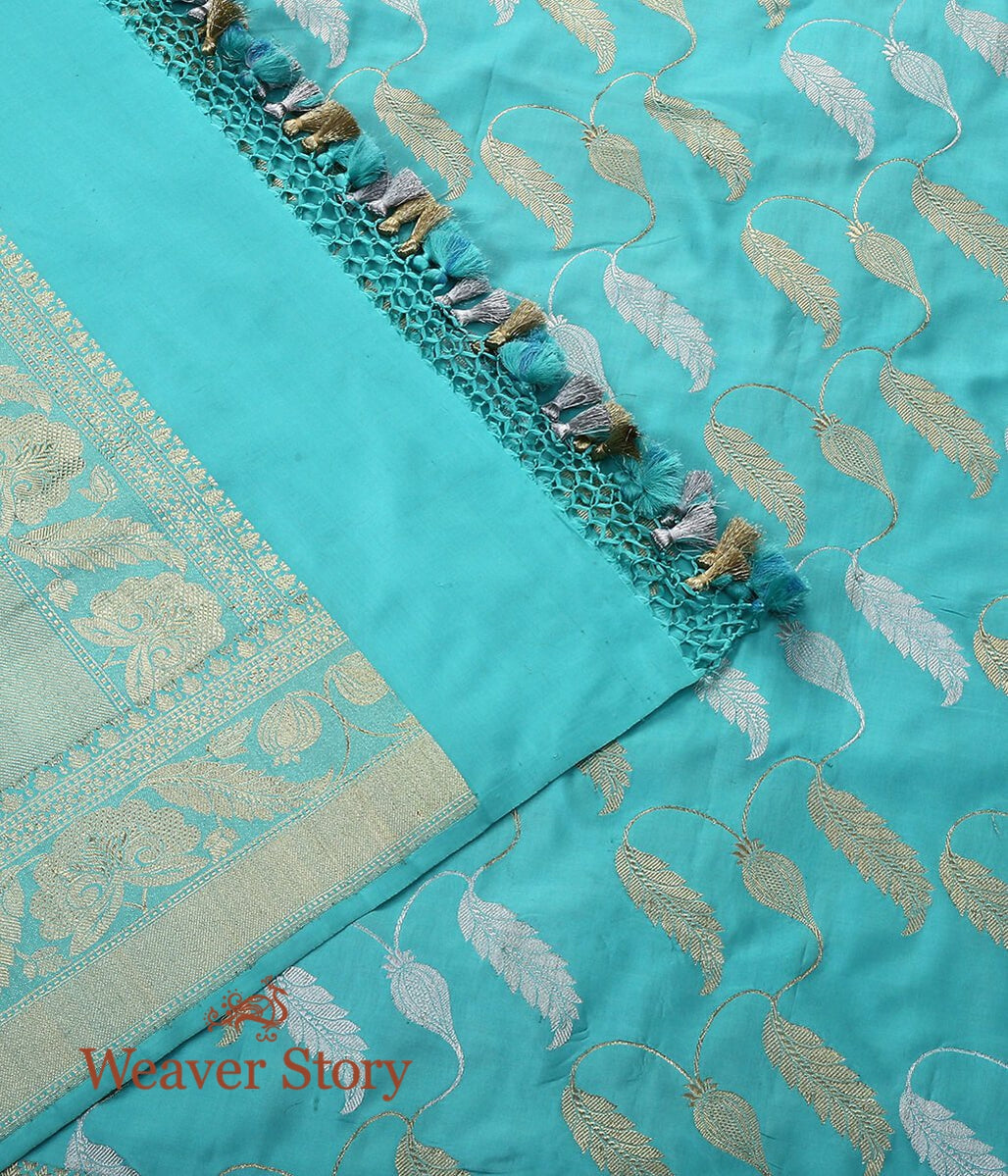 Handloom_Turquoise_Banarasi_Silk_Dupatta_with_Gold_and_Silver_Zari_Jaal_WeaverStory_04