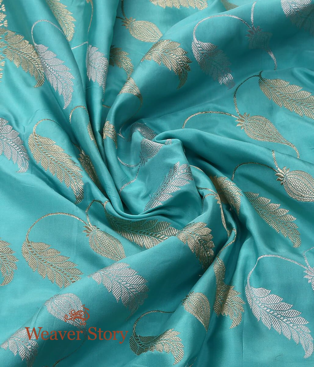 Handloom_Turquoise_Banarasi_Silk_Dupatta_with_Gold_and_Silver_Zari_Jaal_WeaverStory_05