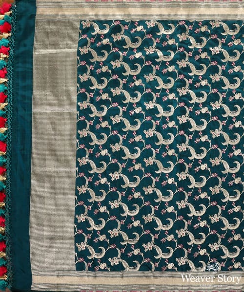 Handloom_Teal_Green_Pure_Banarasi_Katan_Silk_Meenakari_Dupatta_WeaverStory_02