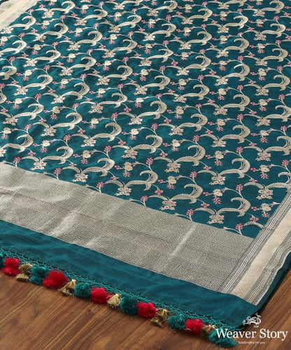 Handloom_Teal_Green_Pure_Banarasi_Katan_Silk_Meenakari_Dupatta_WeaverStory_03