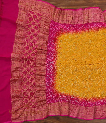 Handloom_Yellow_Pink_Kadhwa_Bandhej_Dupatta_WeaverStory_02